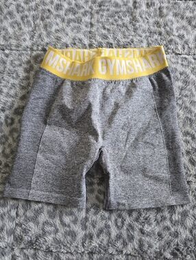Gymshark Gray Seamless Shorts with Yellow Branded Waistband